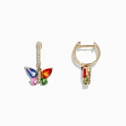 Effy Jewelry Watercolors 14K Gold Sapphire u0026 Diamond Butterfly Earrings, 2.97 TCW | Earrings