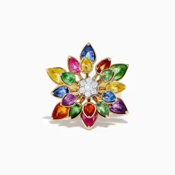 Effy Jewelry Watercolors 14K Two-Tone Multi Sapphire Moving Petals Flower Ring | Rings