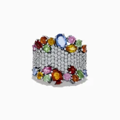 Effy Jewelry Watercolors 14K White Gold Multi Sapphire and Diamond Ring | Rings
