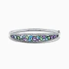 BH Multi Watercolors 14K White Gold Multi Sapphire and Diamond Bangle, 6.25 TCW | Bracelets