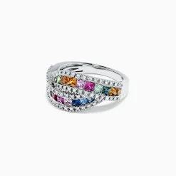 Effy Jewelry Watercolors 14K White Gold Multi Sapphire and Diamond Ring, 1.95 TCW | Rings