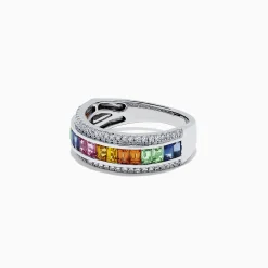 BH Multi Watercolors 14K White Gold Multi Sapphire and Diamond Ring, 1.69 TCW | Rings