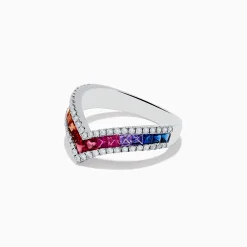 Effy Jewelry Watercolors 14K White Gold Multi Sapphire and Diamond Ring | Rings