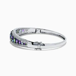 BH Multi Watercolors 14K White Gold Multi Sapphire and Diamond Bangle, 6.25 TCW | Bracelets