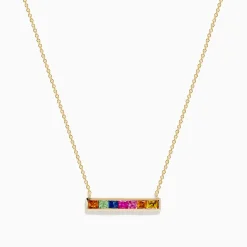 BH Multi Watercolors 14K Yellow Gold Multi Sapphire Bar Necklace | Necklaces & Pendants