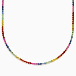 BH Multi Watercolors 14K Yellow Gold Multi Sapphire Tennis Necklace | Necklaces & Pendants