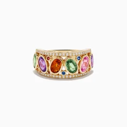 Effy Jewelry Watercolors 14K Yellow Gold Diamond and Multi Sapphire Ring | Rings