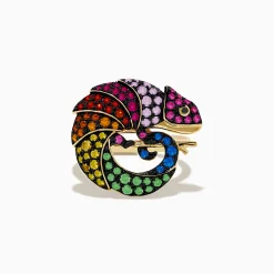 Effy Jewelry Watercolors 14K Yellow Gold Black Diamond Muliti Sapphire Chameleon Ring | Rings