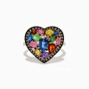 Effy Jewelry Watercolors 14K Yellow Gold Multi Color Sapphire and Diamond Heart Ring | Rings