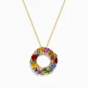 Effy Jewelry Watercolors 14K Yellow Gold Multi Sapphire and Diamond Pendant | Necklaces & Pendants