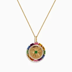 Effy Jewelry Watercolors 14K Yellow Gold Multi Sapphire and Diamond Pendant | Necklaces & Pendants