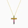 Effy Jewelry Watercolors 14K Yellow Gold Multi Sapphire Cross Pendant | Necklaces & Pendants