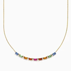 Effy Jewelry Watercolors 14K Yellow Gold Multi Sapphire and Diamond Necklace | Necklaces & Pendants