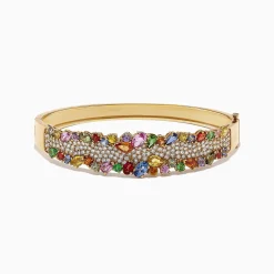 Effy Jewelry Watercolors 14K Yellow Gold Multi Sapphire u0026 Diamond Bangle, 9.97 TCW | Bracelets