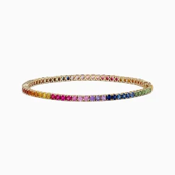 BH Multi Watercolors 14K Yellow Gold Multi Sapphire Tennis Bracelet, 5.51 TCW | Bracelets