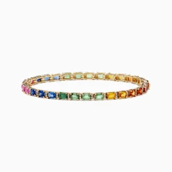 BH Multi Watercolors 14K Yellow Gold Multi Sapphire and Diamond Bracelet | Bracelets