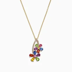 Effy Jewelry Watercolors 14K Yellow Gold Multi Sapphire u0026 Diamond Pendant, 2.71 TCW | Necklaces & Pendants
