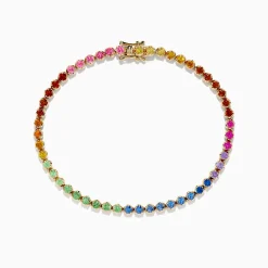 Effy Jewelry Watercolors 14K Yellow Gold Multi Sapphire Tennis Bracelet | Bracelets