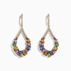 BH Watercolors 14K Yellow Gold Sapphire and Diamond Earrings, 7.56 CW | Earrings