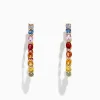 BH Multi Watercolors 14K Yellow Gold Multi Sapphire 1" Hoop Earrings, 6.18 TCW | Earrings