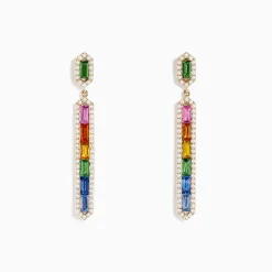 BH Multi Watercolors 14K Yellow Gold Multi Sapphire Drop Earrings | Earrings