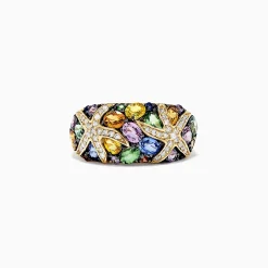 Effy Jewelry Watercolors 14K Yellow Gold Multi Sapphire and Diamond Ring, 3.75 TCW | Rings