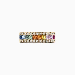 Effy Jewelry Watercolors 14K Yellow Gold Multi Sapphire u0026 Diamond Ring 1.46 TCW | Rings