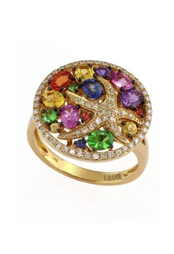 Effy Jewelry Watercolors 14K Yellow Gold Multi Sapphire u0026 Diamond Ring, 2.44 TCW | Rings