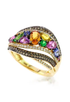Effy Jewelry Watercolors 14K Yellow Gold Multi Sapphire and Diamond Ring | Rings