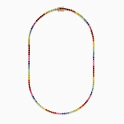 BH Multi Watercolors 14K Yellow Gold Multi Sapphire Tennis Necklace | Necklaces & Pendants