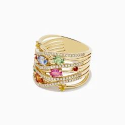 BH Multi Watercolors 14K Yellow Gold Multi Sapphire and Diamond Ring | Rings