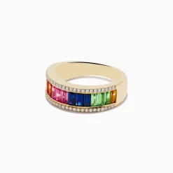 Effy Jewelry Watercolors 14K Yellow Gold Multi Sapphire and Diamond Ring | Rings