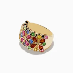Effy Jewelry Watercolors 14K Yellow Gold Multi Sapphire and Tsavorite Ring | Rings