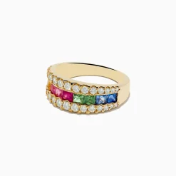 Effy Jewelry Watercolors 14K Yellow Gold Multi Color Sapphire and Diamond Ring | Rings