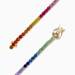 BH Multi Watercolors 14K Yellow Gold Multi Sapphire Tennis Bracelet, 5.51 TCW | Bracelets