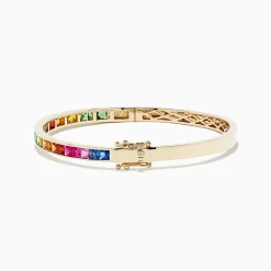 BH Multi Watercolors 14K Yellow Gold Multi Sapphire Bangle | Bracelets