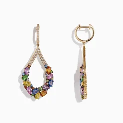 BH Watercolors 14K Yellow Gold Sapphire and Diamond Earrings, 7.56 CW | Earrings