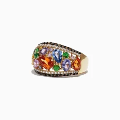 Effy Jewelry Watercolors 14K Yellow Gold Multi Sapphire u0026 Diamond Ring, 4.00 TCW | Rings