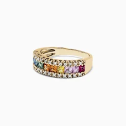 Effy Jewelry Watercolors 14K Yellow Gold Multi Sapphire u0026 Diamond Ring 1.46 TCW | Rings