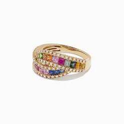Effy Jewelry Watercolors 14K Yellow Gold Multi Sapphire and Diamond Ring, 1.95 TCW | Rings